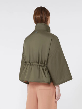 GIACCA REVERSIBILE IN TELA ANTIGOCCIA - VERDE KAKI