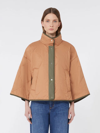 GIACCA REVERSIBILE IN TELA ANTIGOCCIA - VERDE KAKI