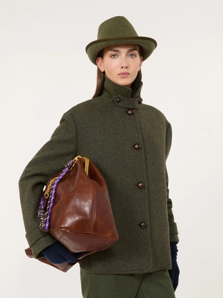 Cappotto corto in lana mélange - VERDE SALVIA