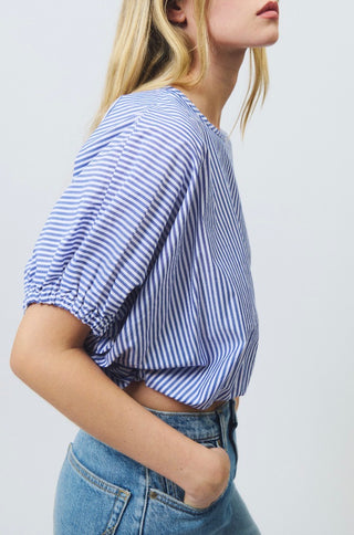 CAMICIA PUFF IN POPELINE A RIGHE