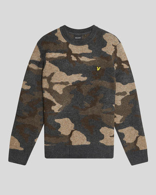 Brushed Camouflage Crew Neck Jumper