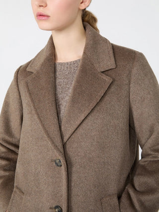 Cappotto lungo in orsetto di lana e alpaca - MARRON GLACE'
