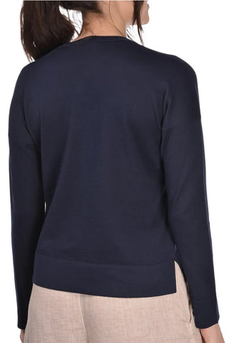 Maglione con Scollo a V Gran Sasso Navy da Donna