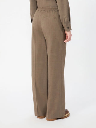 Pantalone in batavia di lana stretch - MARRON GLACE'