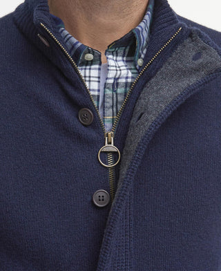 Cardigan barbour Essential Patch zip blu