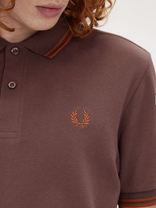 Polo con Doppia Riga Fred Perry marrone da Uomo