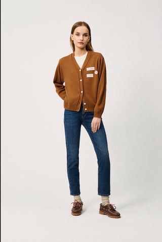 CARDIGAN CLUB IN LANA CON PATCH
