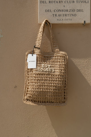 BORSA BUCKET PIATTA IN CARTA INTRECCIATA