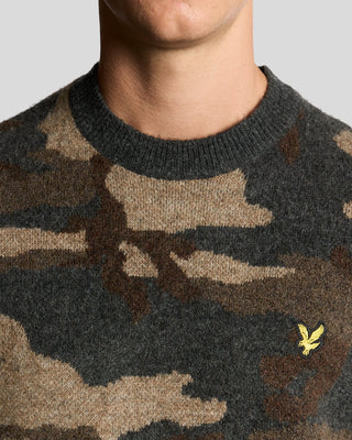 Brushed Camouflage Crew Neck Jumper