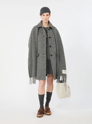 Cappotto in tweed di mista lana - ANTRACITE