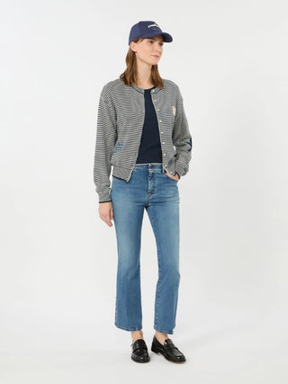 Cardigan in filato di cotone con intarsi - BLU