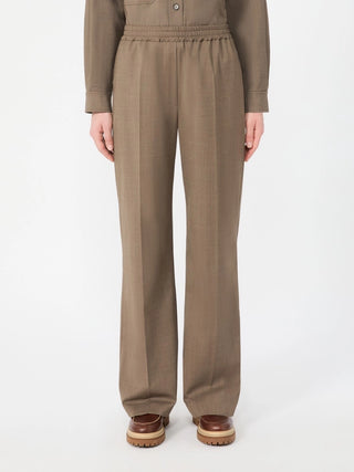 Pantalone in batavia di lana stretch - MARRON GLACE'