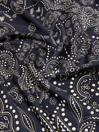 FOULARD QUADRATO IN SETA STAMPATA - BLU NOTTE