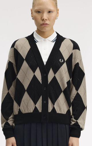 Cardigan traforato a losanghe