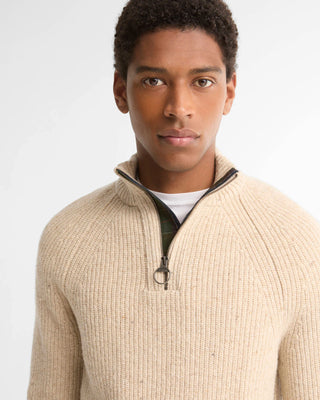 Maglione con zip corta Essentials in lana screziata