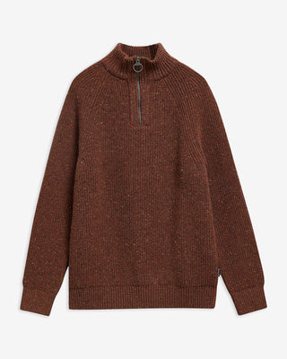 Maglione con zip corta Essentials in lana screziata