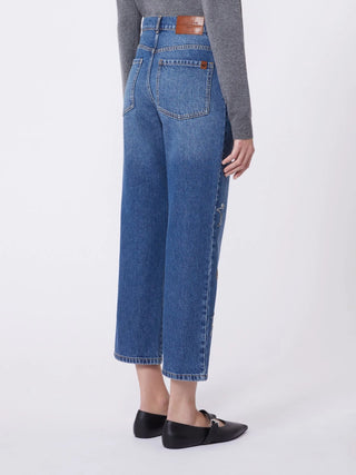 JEANS IN DENIM CON RICAMO - BLU