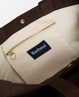 Borsa tote Telfield in tartan sovratinto
