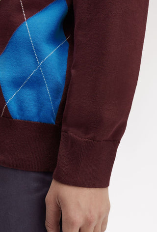 Polo in maglia a maniche lunghe a losanghe