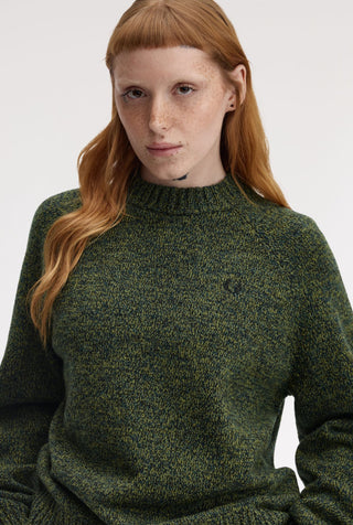 Maglione con collo alto a lupetto in filato ritorto mélange