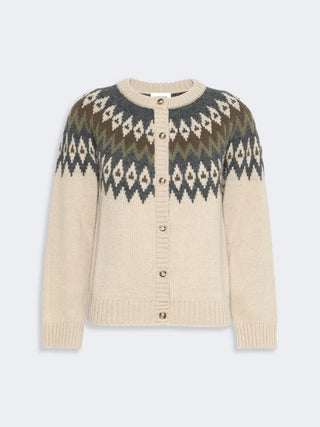 Cardigan in mista alpaca e lana - BEIGE