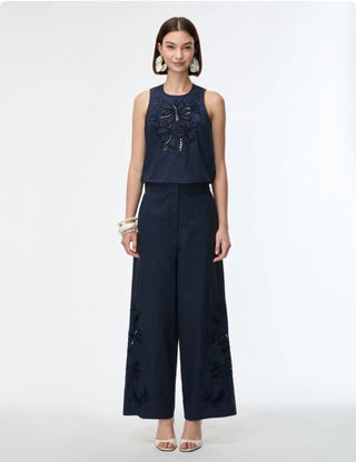 PANTALONI IN COTONE RICAMATO
Blu