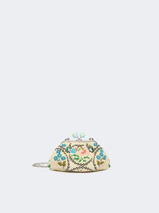 Pasticcino Bag extra small ricamata con perline - ROSA
