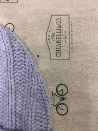 Berretto Chiarelli a coste larghe in puro cashmere celeste