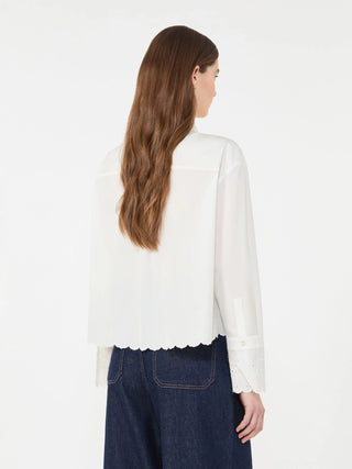CAMICIA IN COTONE CON TASCHINO - BIANCO AVORIO