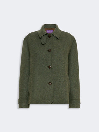 Cappotto corto in lana mélange - VERDE SALVIA