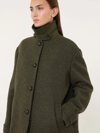 Cappotto corto in lana mélange - VERDE SALVIA