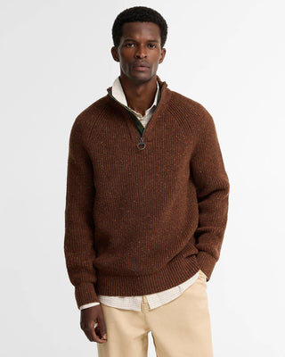 Maglione con zip corta Essentials in lana screziata