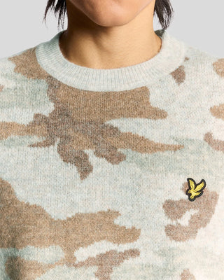 Brushed Camouflage Crew Neck Jumper