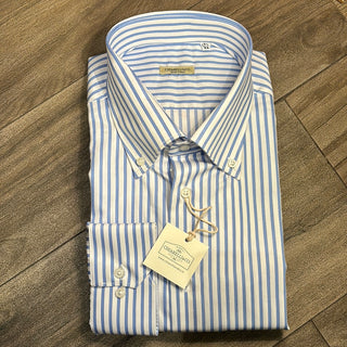 Camicia Classica in Cotone Chiarelli Bianca a righe celesti da Uomo