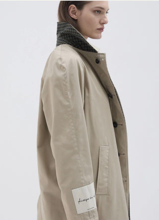 REVERSIBLE COAT PIED DE POULE VIRGIN WOOL COTTON