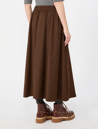 Gonna in flanella di lana stretch - MARRONE
