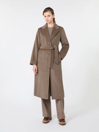 Cappotto lungo in orsetto di lana e alpaca - MARRON GLACE'