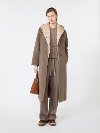 Cappotto lungo in orsetto di lana e alpaca - MARRON GLACE'