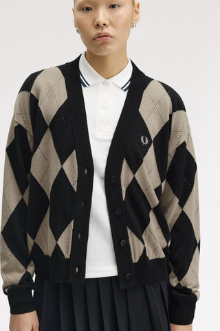 Cardigan traforato a losanghe