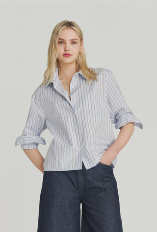 CAMICIA EASY IN POPELINE A RIGHE