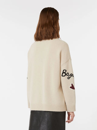 CARDIGAN OVER IN FILATO DI LANA - ECRU