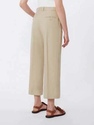 PANTALONE IN CANVAS DI COTONE E LINO - sabbia