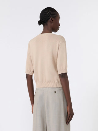 Maglia in filato di cotone con ricami - SABBIA