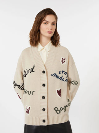 CARDIGAN OVER IN FILATO DI LANA - ECRU