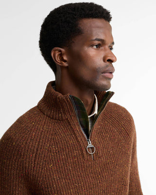 Maglione con zip corta Essentials in lana screziata