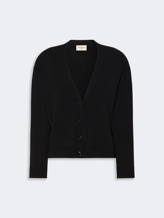 Cardigan a V in filato di viscosa - NERO