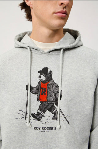 FELPA CON CAPPUCCIO E STAMPA HIKING BEAR