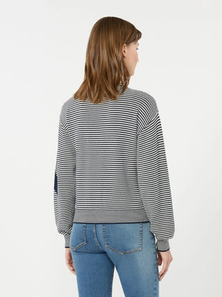 Cardigan in filato di cotone con intarsi - BLU