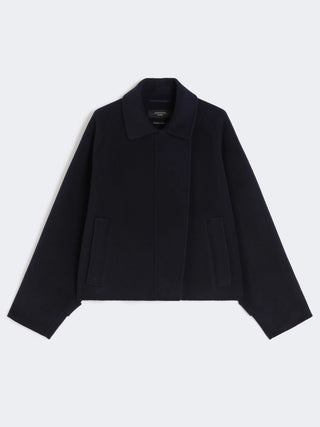 CAPPOTTO CROP IN DRAP DI LANA - BLU