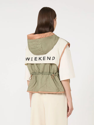 GILET REVERSIBILE IN TELA ANTIGOCCIA - CARAMELLO